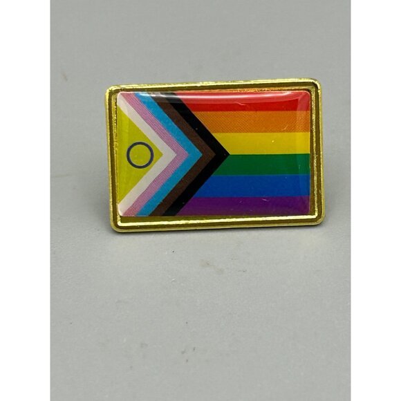 Pride Progress & Intersex Trans Flag Enamel Lapel Pins LGBTQ+ Queer Accessories - Picture 1 of 2